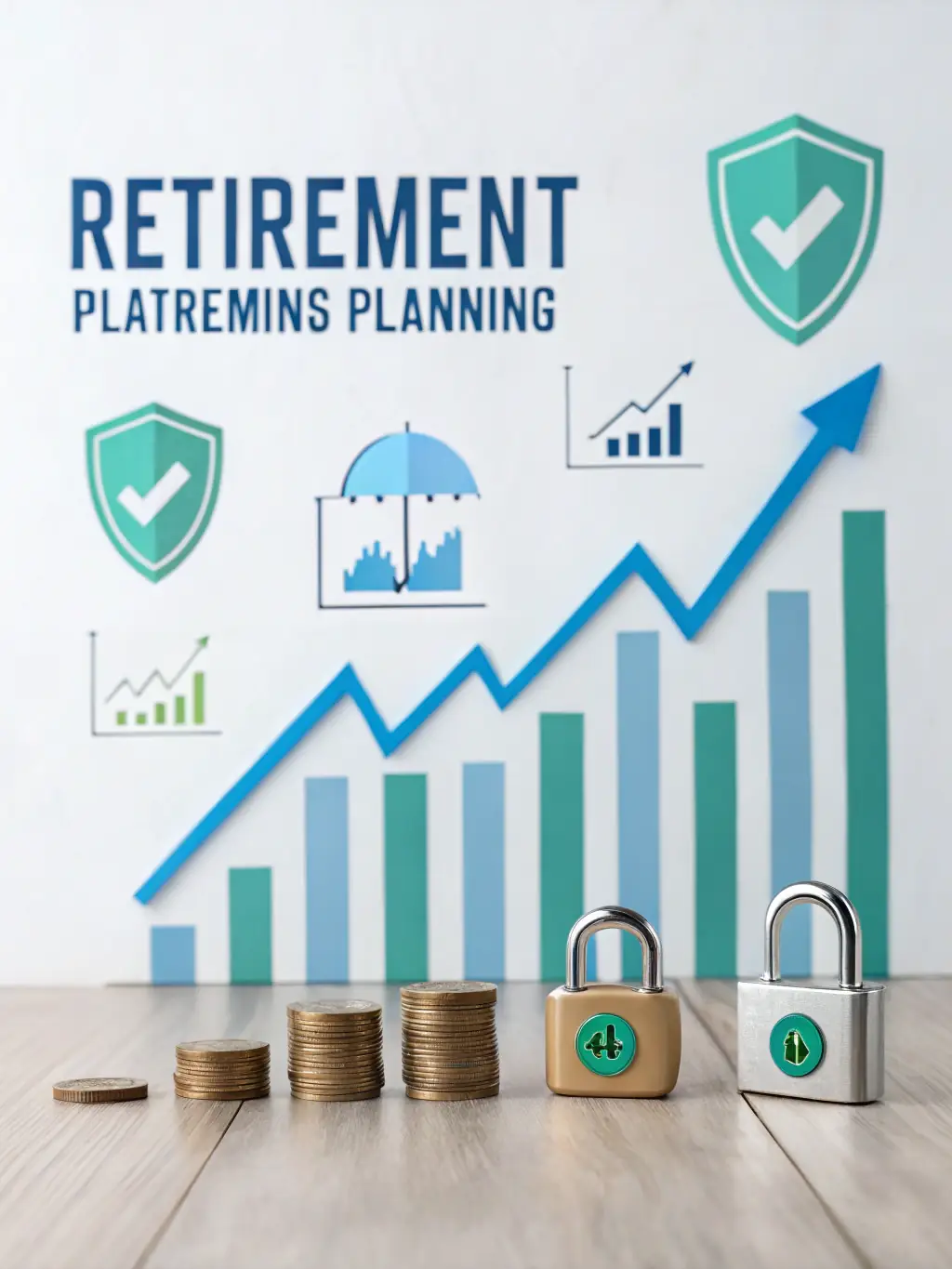 A graph showing projected retirement income streams, with various sources of income, such as pensions, investments, and savings, contributing to a stable financial future.