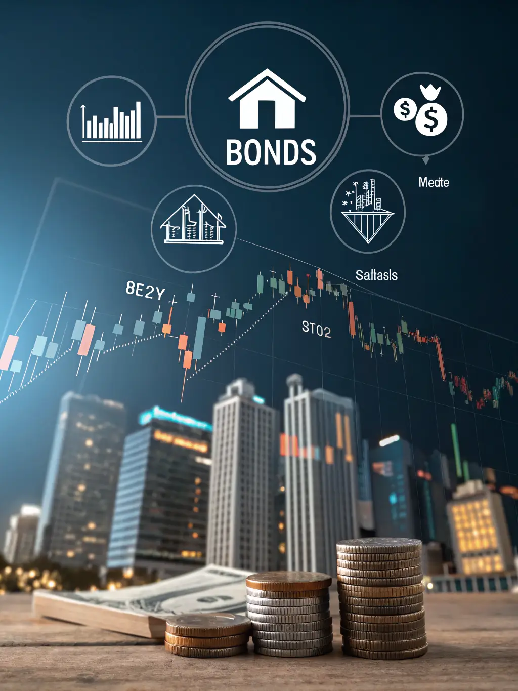 An image of a diverse portfolio chart showing steady growth, with various investment options highlighted, representing strategic asset allocation for retirement.